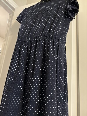Polka Dot Dress Navy Blue by H&M Size 14