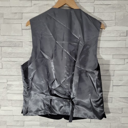 Mens VINTAGE Waistcoat Grey Pinstriped Chest 42 Wool Blend Silver Lining Formal - Picture 6 of 9