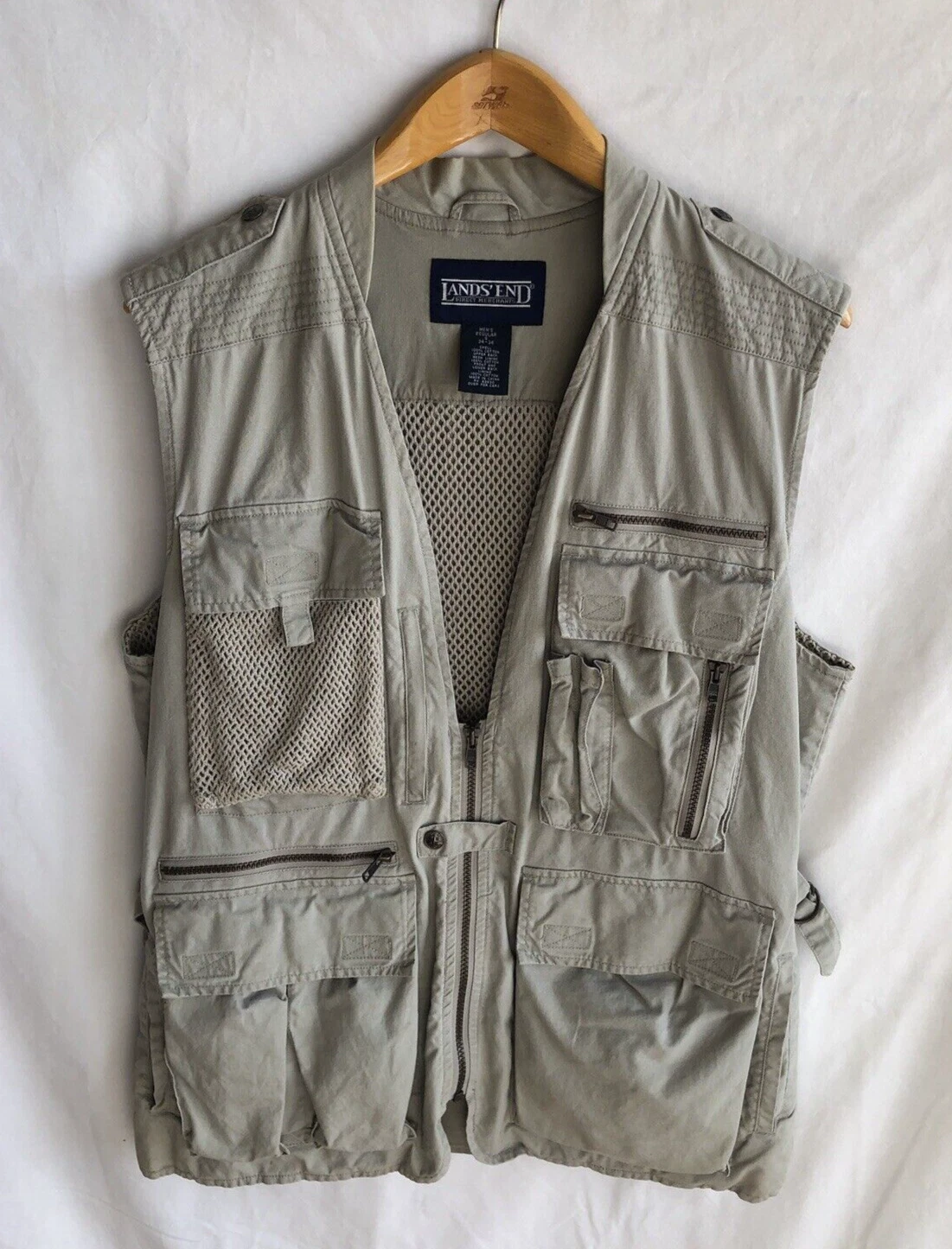 Lands' End Vtg Men's S Travel Safari Utility Cargo Vest Photography Fishing Bird
