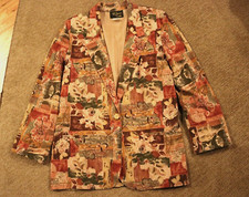 Vtg Toni Garment For Cc Magic Floral Blazer Long Sleeve Mid Length Size Large