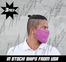 3 PCS Dual Layer Washable Face Masks Color Fuschia 