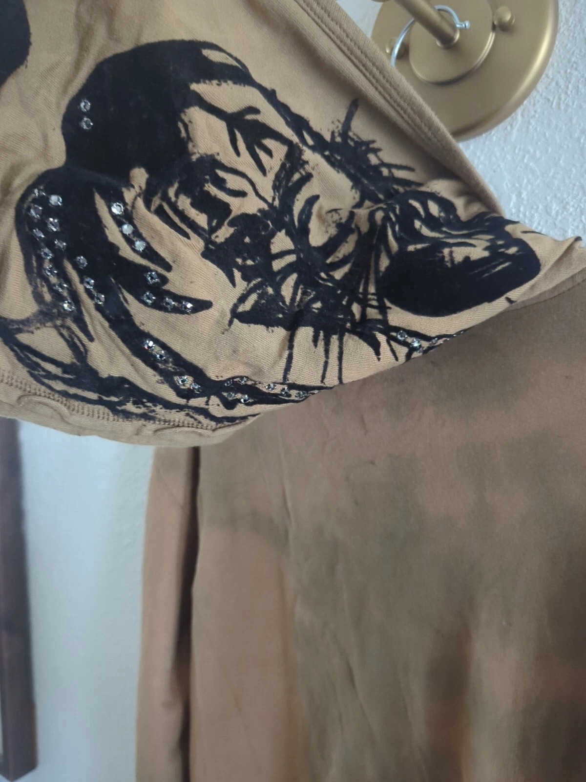 OFF WHITE KEY CLOSET Felpa Giacca Iconica Zip con Stampa Tribale Tigre Ecrù Tan Large