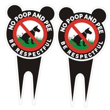 No Dog Poop Signs for Yard with Stake 2 Pack 11.81" x 5.91" - Be Respectful