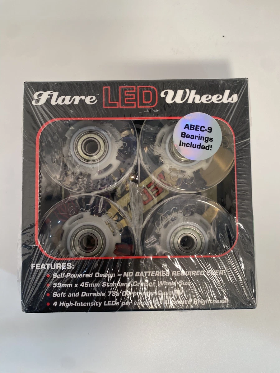 4 Roues De Skate Lumineuses LED – 58x43mm, 82A, Avec Roulements Et Cores (neuf)