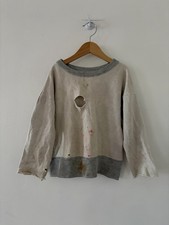 Vintage 50s Cotton Two Tone Sweatshirt Size Xs S Repairs Distressed