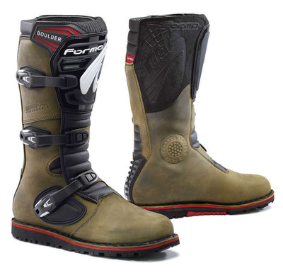 motorcycle boots | Forma BOULDER brown trials dual sport balance adv riding tech