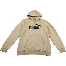 Puma Men's Fleece Hoodie Essentials Big Logo Graphic Large Light Sand