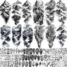 72 Sheets Realistic Mountains Temporary Tattoos For Women Men Adults, Waterproof