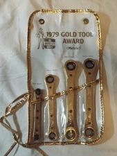 1979 Chrysler Master Tech Service Gold Tool Award 4 Pc Metric Ratchet Wrenches