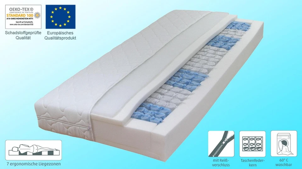 Matratze DormiSpring T100 Wendematratze mit 7 Zonen Taschenfederkern 90x200 cm