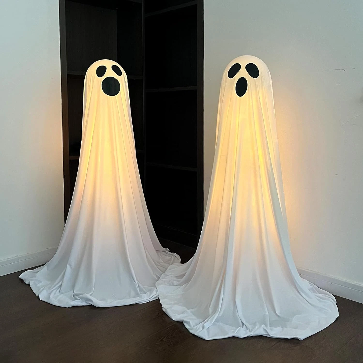 2 Packs Halloween Ghost Decor Light up Ghost Kit Outdoor Indoor Spooky