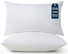 Throw Pillows (Pack of 2, White), 12 x 20 Inches Indoor Decorative Pillow Ins...