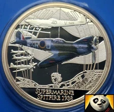 2019 History of Aviation 40mm Supermarine Spitfire Gold Plated Proof Medal Coin