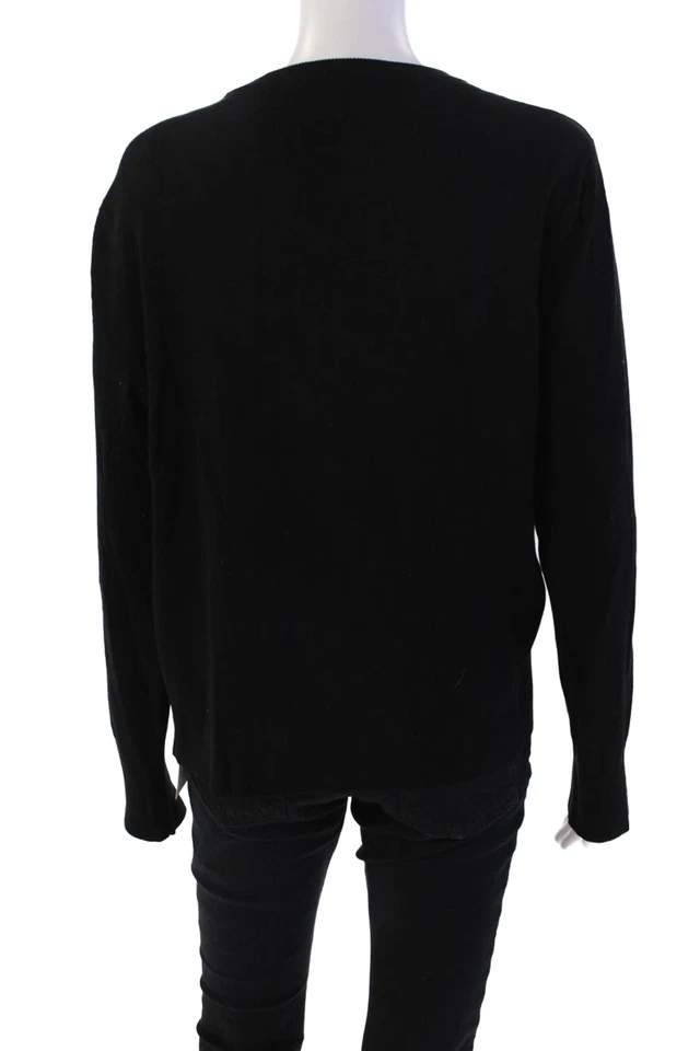 DKNY Womens Long Sleeve Crew Neck Knit Oversized Shirt Black Size Extra Large - Image 3 of 4