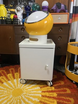 Vintage Habitat Space Age weiß Kunststoff beschichtet Beistelltisch Trolley Mid Century