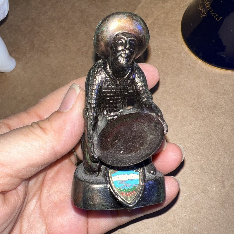 Bronze Tone Metal Miner 49er Figurine Alaska Souvenir USED Bin#SA