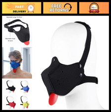 Adjustable Puppy Hood Mask for Dogs - Full Face Muzzle with Removable Tongue Cov