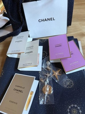 CHANEL Lot Charms + 5 Eau De Parfum Samples Sprays 1.5ml + Bag~ Christmas Gift