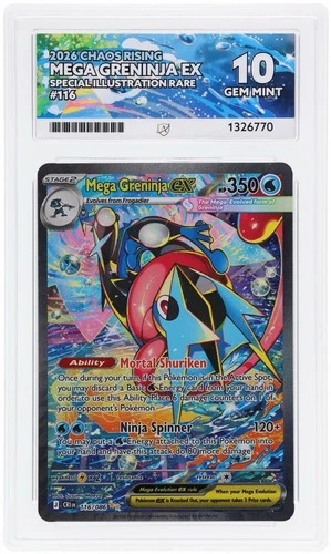 Ace 10 Mega Greninja Ex SIR 116/086 Pokemon Card English (PERFECT SUBGRADES)