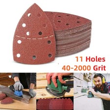 40-800Grit Mouse Detail Sanding Sheets Triangular Sander Pads 11 Hole Sand Paper