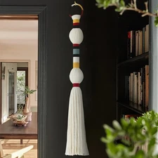 Macrame Wall Art Hanging Decorative Balls Colorful Knot Tassel Hanging Fiber ...