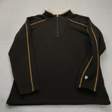 Kuhl Sweater Mens XL Brown Fleece Sherling Europa Pullover 1/4 Quarter Zip Hike