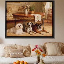 Maltese Dog Oil Painting Canvas Vintage Wall Art Living Room Decor Pet Lover