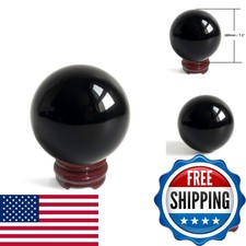 Mina Heal Natural Black Obsidian Crystal Ball with Stand 180mm/7.1"