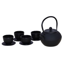 Cast Iron Teapot Set with 4 Cups & Saucers Japanese Style by Buckingham