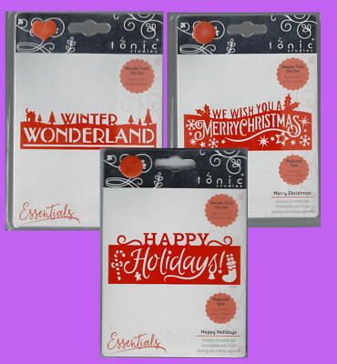 LOT OF 3 TONIC STUDIOS HEADER FOLDOVER ESSENTIAL DIES - WINTER CHRISTMAS HOLIDAY