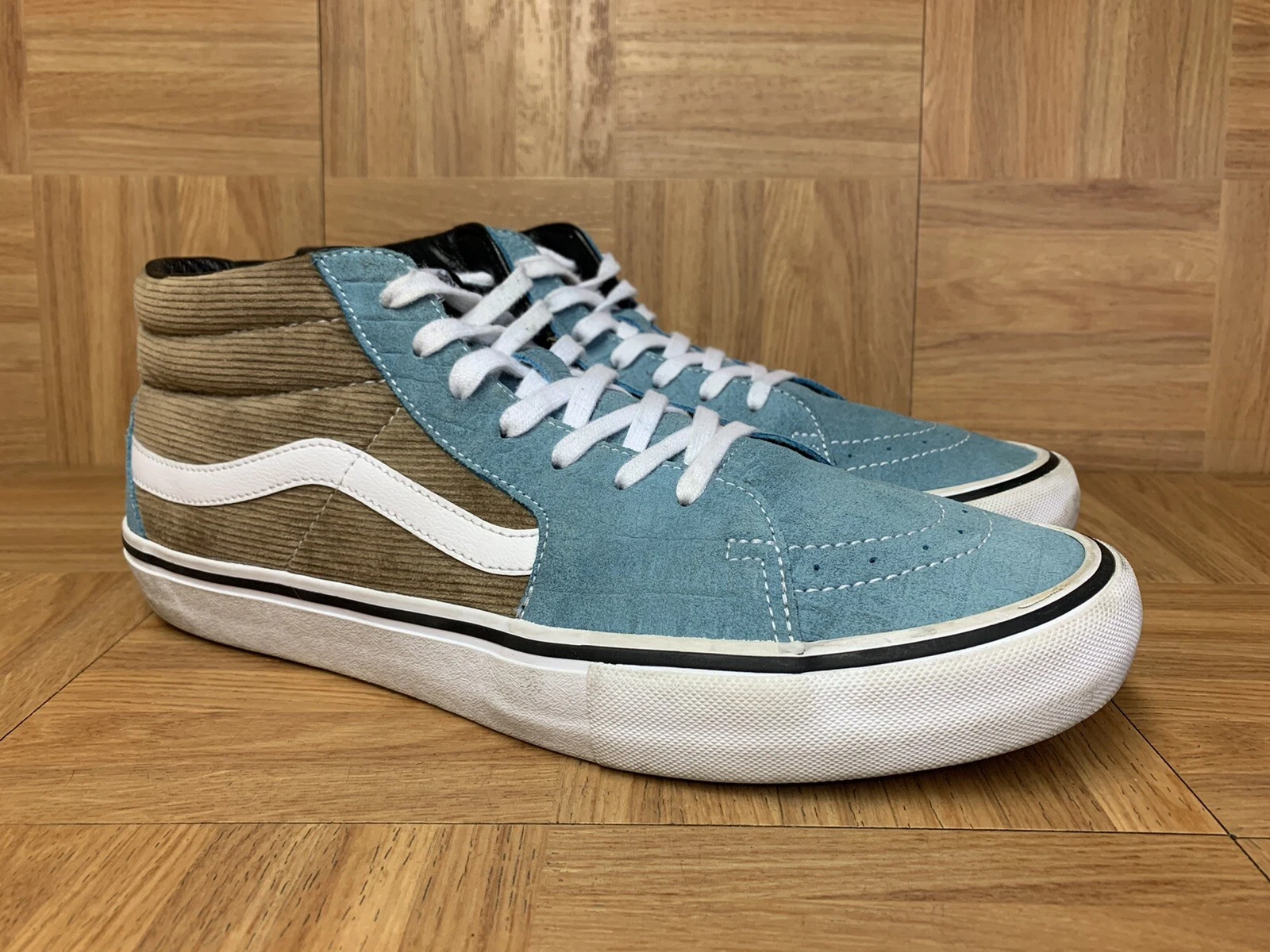RARE? Chaussures Homme Skateboard Vans X Supreme Sk8 Mid velours côtelé marron taille 13