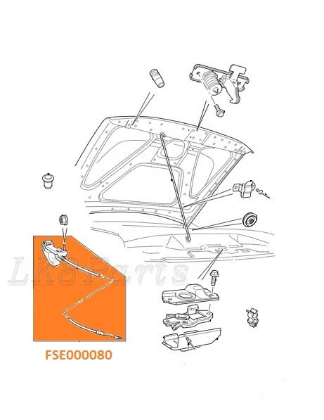 Palanca de manija de cable de liberación de pestillo de capó Land Rover Discovery II 02-04 FSE000080 Foto 2 de 3
