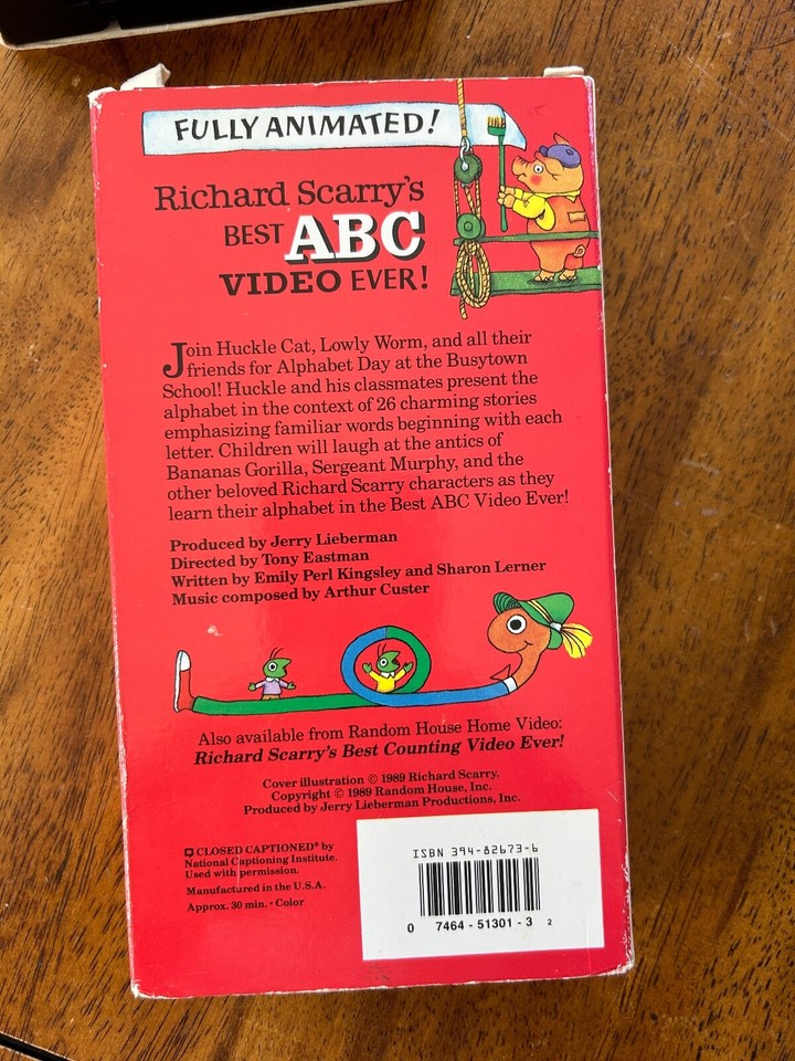 Richard Scarry's Best ABC Video Ever VHS Tape 1989 Fully Animated