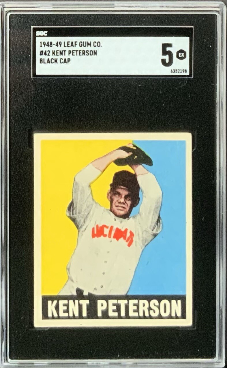 Kent Peterson, Rookie Card, 1948-49 Leaf #42 Black Cap - SGC 5 EX