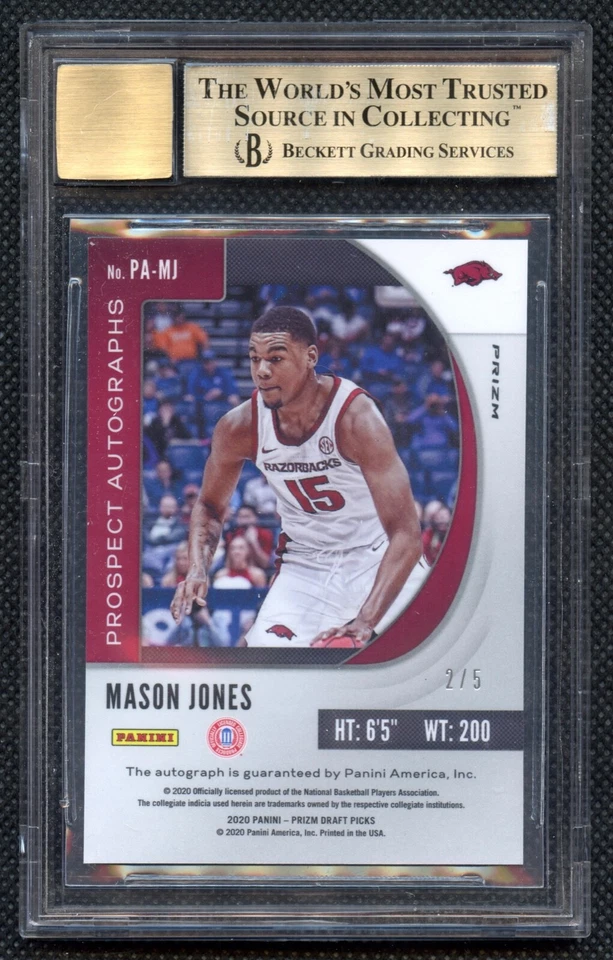 2020 Panini Prizm DP Mason Jones Rookie 2/5 Auto Neon Green Fast Break BGS 9.5 - Image 2 of 2