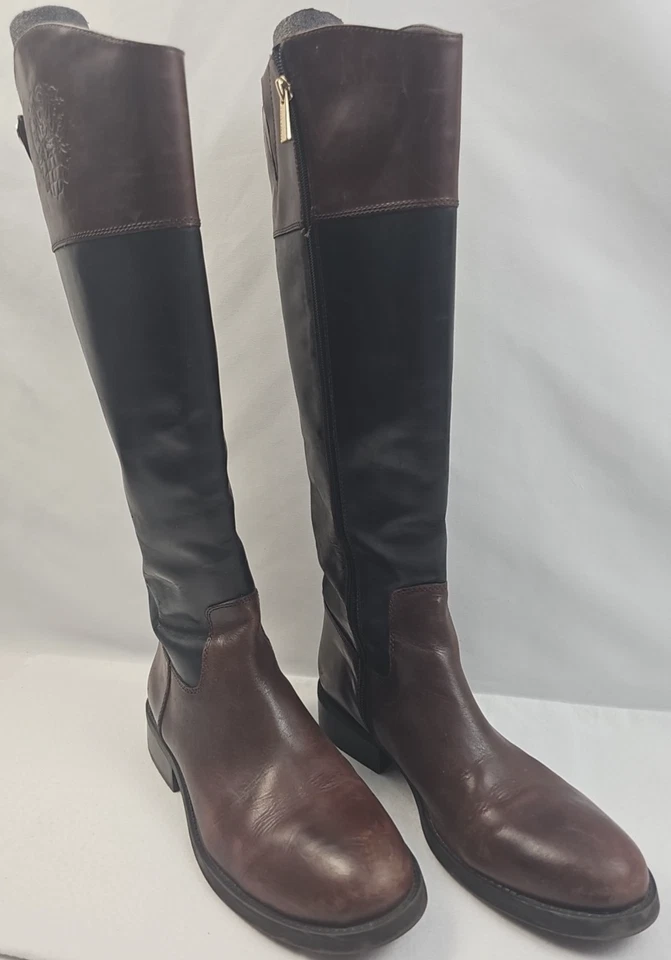 Bota de montar Vince Camuto para mujer talla 10 cuero genuino superior dos tonos casi nueva Foto 2 de 4