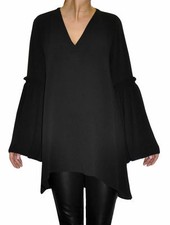 JOHN ZACK BELL SLEEVE  V NECK TOP WITH FRILL EFFECT ON SLEEVE