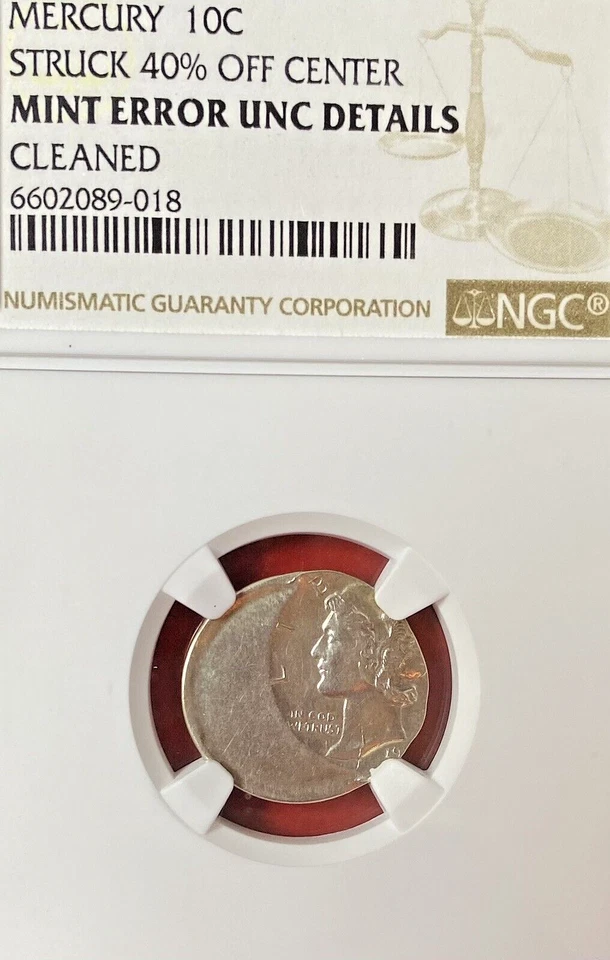 MERCURY DIME STRUCK 40% OFF CENTER NGC UNC! - Image 3 of 3