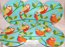 The Cellar Outdoor Entertaining/Macy's set of 6 Melamine Colorful Bird Plates