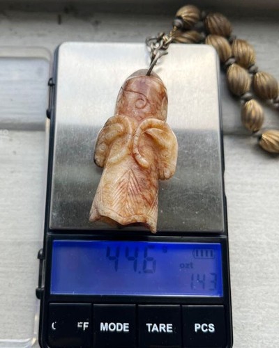 Vintage Chinese Archaistic Jade Stone Pendant on Monet Necklace - Picture 21 of 23