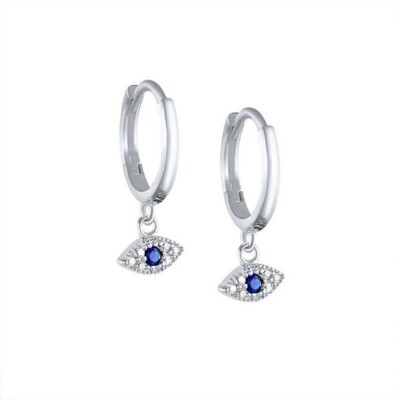 Neu ohne Etikett Alexandra Marks blaue Zirkonia Evil Eye Huggies