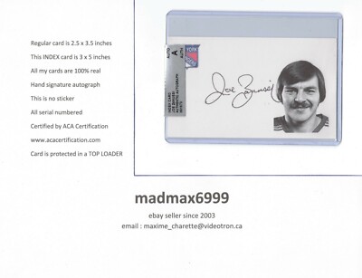 Joe Zanussi New York NY Rangers AUTOGRAPH AUTO SIGNED INDEX HOCKEY CARD 100% COA