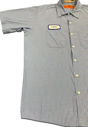 Camisas de trabajo Red Kap 2 bolsillos azul blanco rayas uniforme de popelín #CC - Imagen 23 de 36