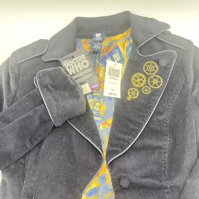 BBC Dr Doctor Who Tardis Lined Corduroy Trench Coat Jacket X Small New Hot Topic