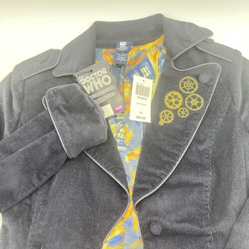 BBC Dr Doctor Who Tardis Lined Corduroy Trench Coat Jacket X Small New Hot Topic - Foto 1 di 4