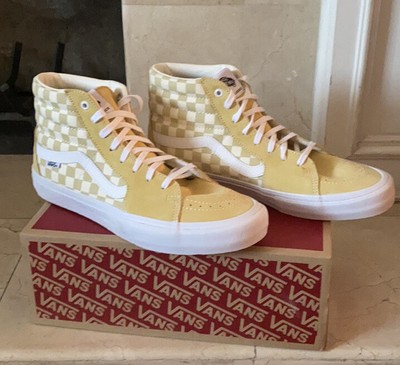 yellow high top checkered vans