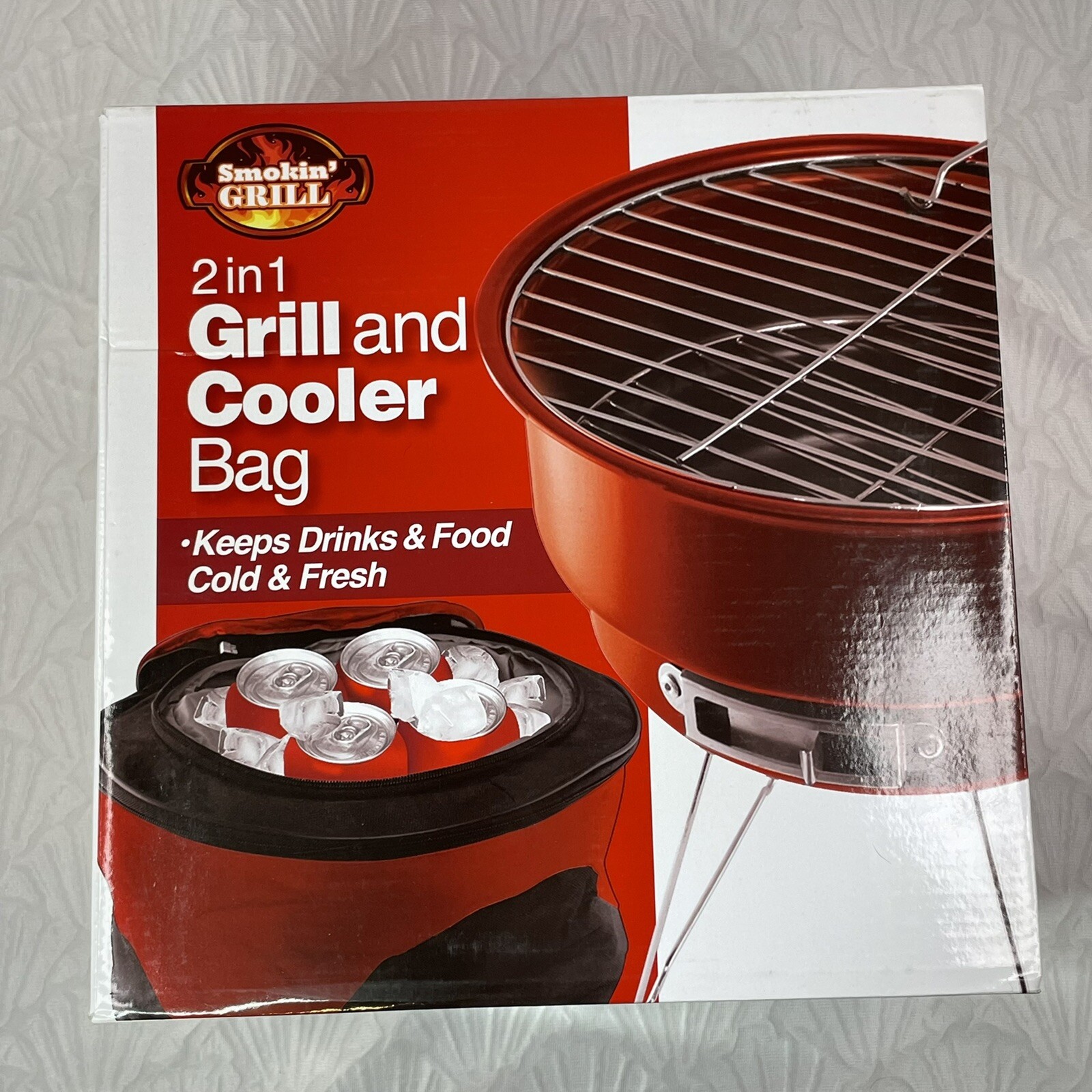 2 In 1 Combo BBQ Grill And Cooler Portable With Carry Bag Camping Tailgating