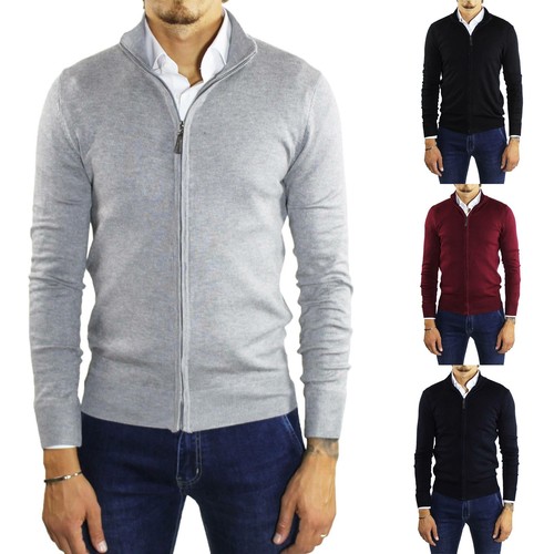 Cardigan Uomo Invernale Zip Maglione Collo Alto Blu Grigio Maglioncino  Cerniera | eBay