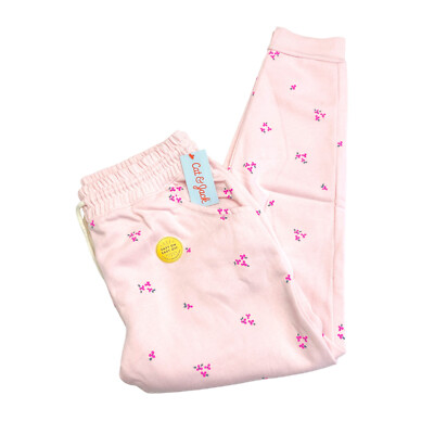 Cat & Jack Girls Size XXL 18 Sweatpants Floral Pink