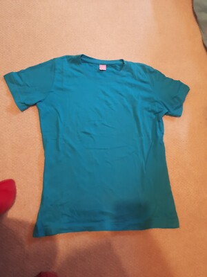 T- Shirt Damen Gr. M Helles Blau Basic Marke LAT Neu Ungetragen 